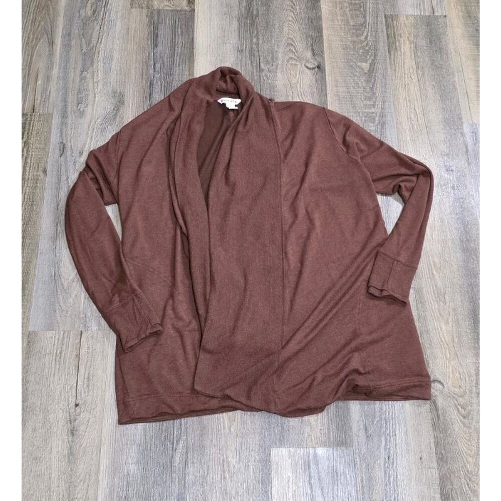 ATHLETA Pranayama Restore Wrap Cardigan Warm Brown Size Medium Athleisure Drape - Picture 8 of 10